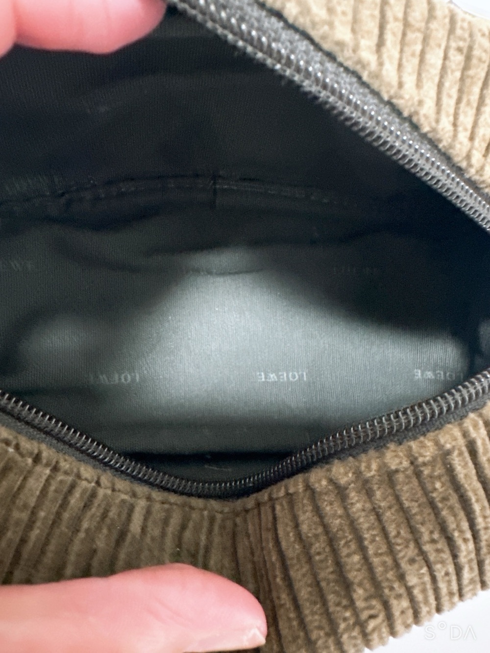 Loewe Olive Green Corduroy Wristlet Pouch - Picture 5 of 6